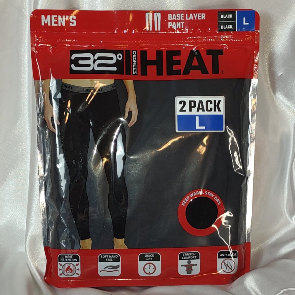 32 Degrees Heat Men's Base Layer Pant 2 pack XL